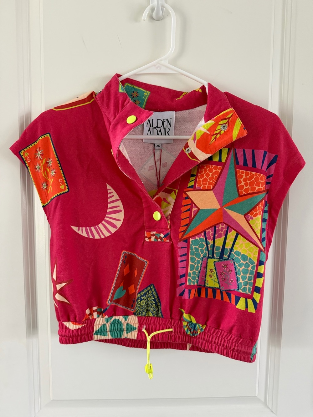 Alden Adair Pink Printed Short Sleeve Polo Top